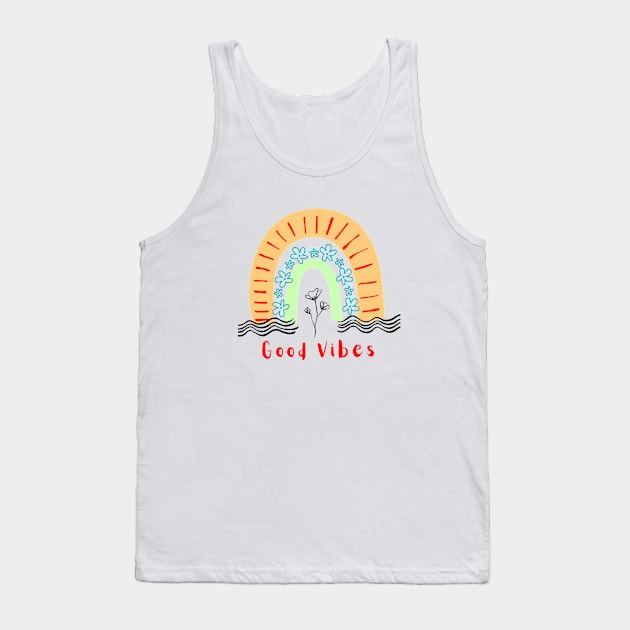 Good Vibes Rainbow Design Tank Top by TINRO Kreations